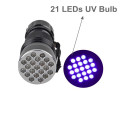 365~370nm 21 UV Torch Aluminum UV Flashlight 3xAAA